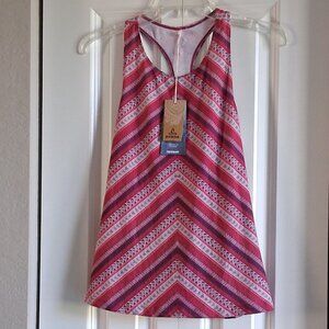 prAna Sunwashed Red Boost Printed Athletic Tank Top Women's Size L